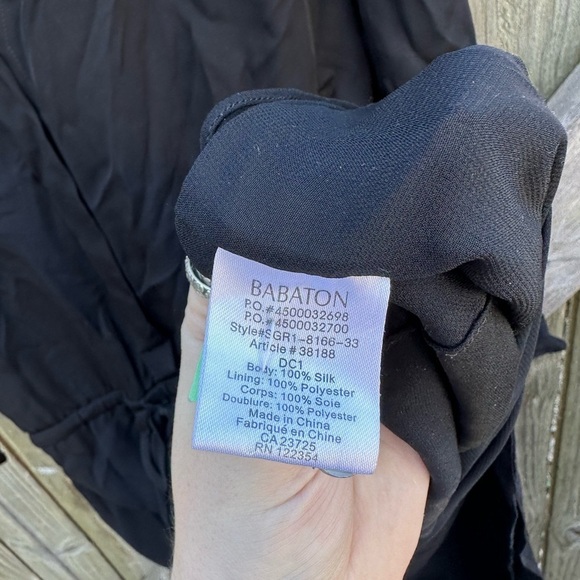 Babaton Aritzia 100% Silk Black Tie Waist Button Front Casual Mini Dress - Picture 6 of 7